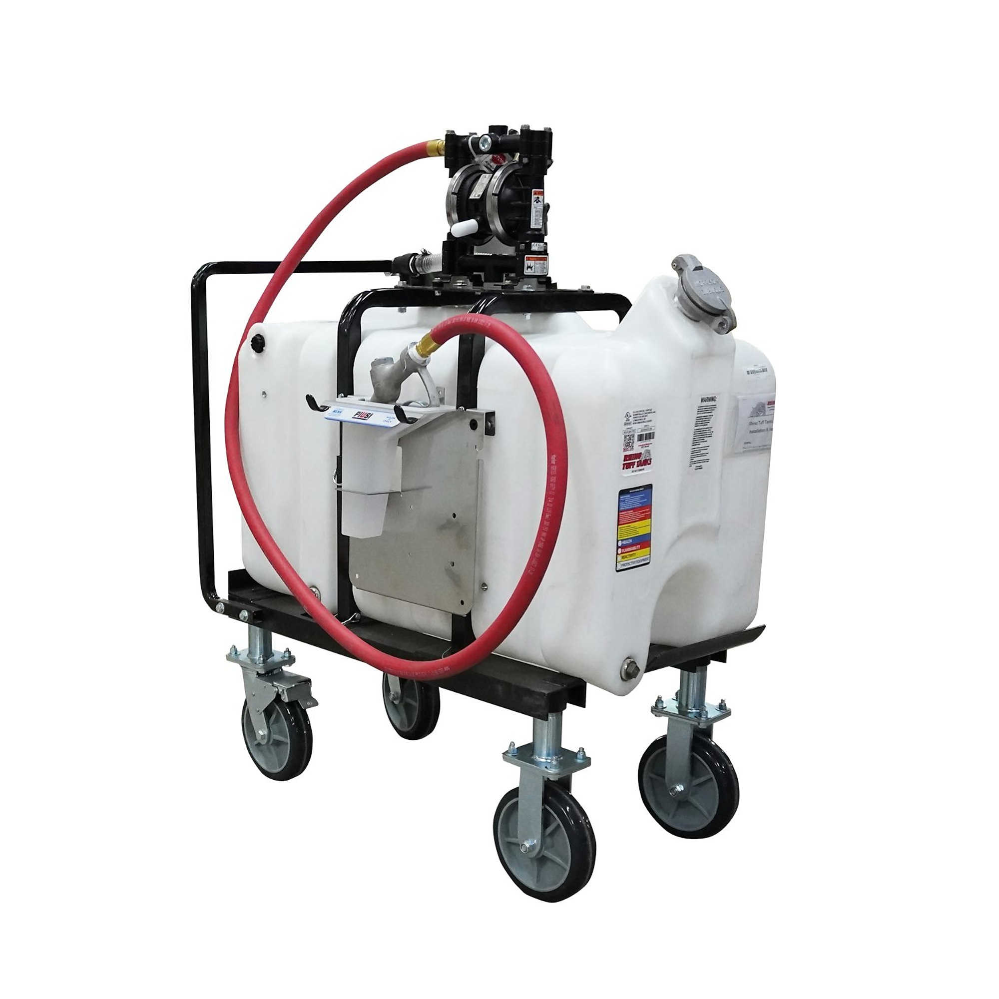 Rhino Tuff Tanks Transfer Cart Diaphragm Pump - 45-Gallon Capacity, Heavy-Duty Caster Wheels, Model# RTT-7445